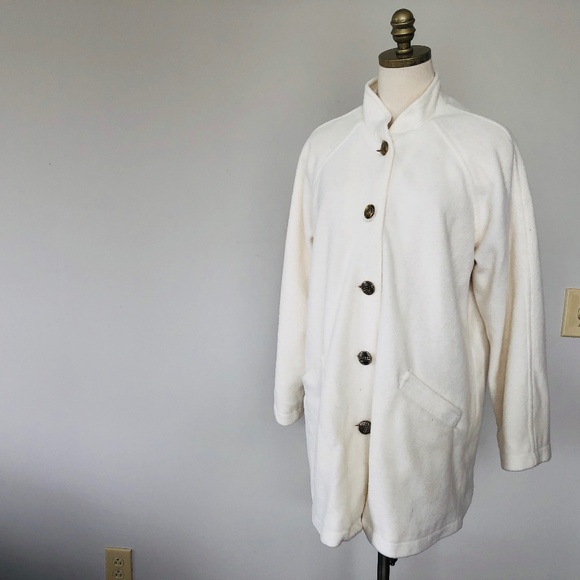 Jacket BLAIR Medium Winter White Button Front Long Sleeves Washable - Picture 4 of 9